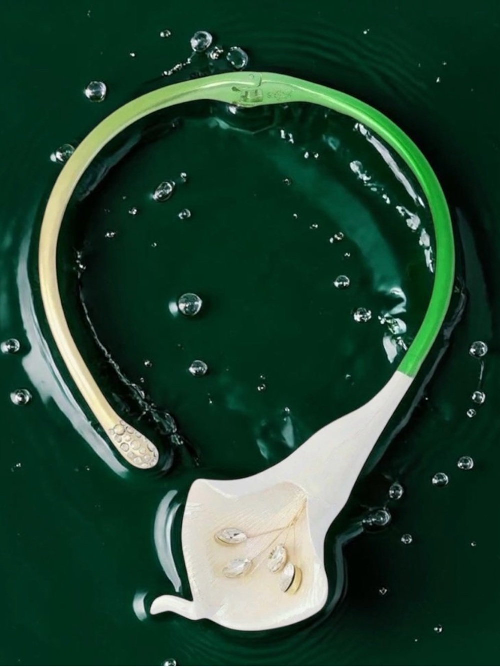 Betsey Johnson Gold-Tone Crystal Floral Calla Necklace - White and Gold & Green - Picture 7 of 16